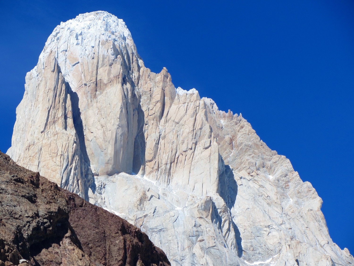 North face of Cerro Fitz Roy with 3405 meters the highest point of southern Patagonia